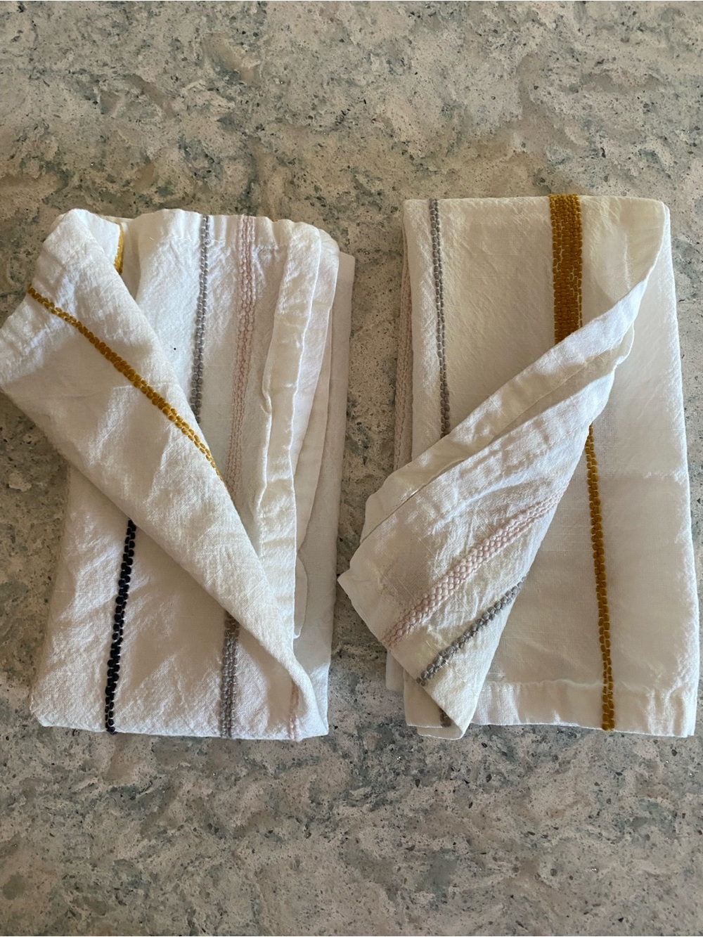 Hearth & Hand Cream napkins (2) with pastels and bolder gold Stripes